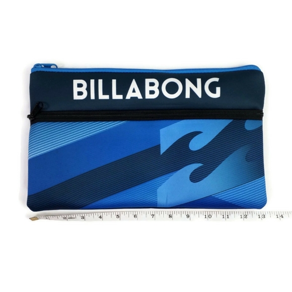Billabong Jumbo Spell Out Blue Striped Wave Neoprene Scuba Zippered Pouch NWOT - Picture 6 of 8